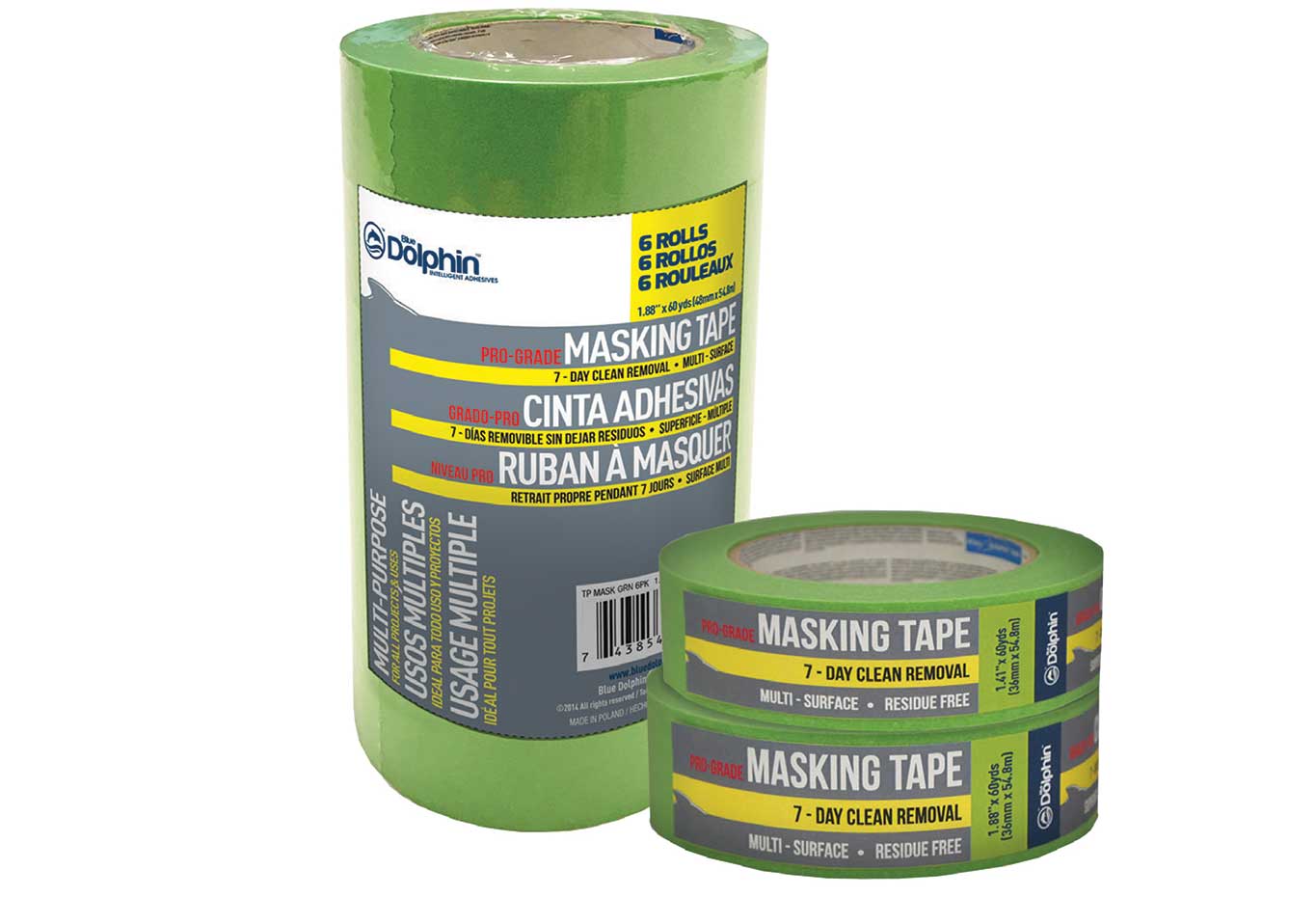 48mm x 50m Blue Dolphin Yellow standard painters masking paper tape 25mm 38mm 